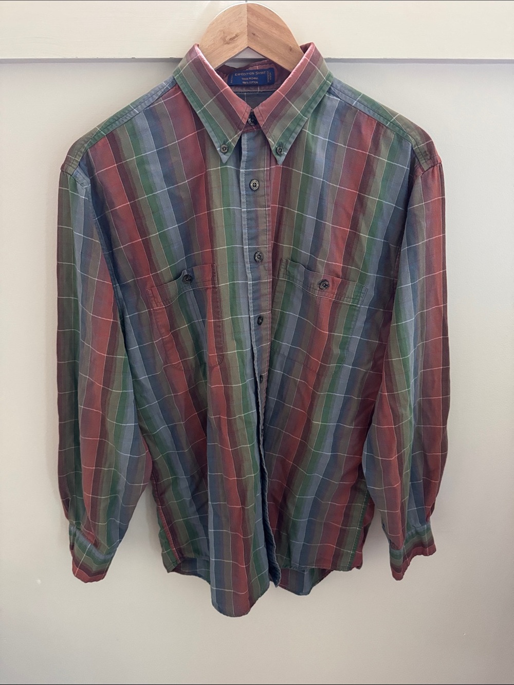 Vintage Pendleton Expedition Shirt 100% Cotton Plaid Button Down Long Sleeve M